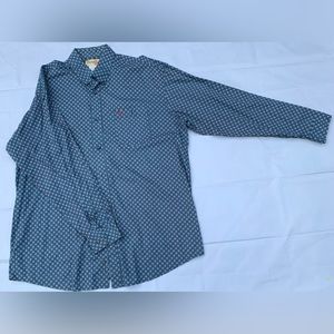 Wrangler Shirt Mens 2XL XXL Blue 20X Embroidered Bull‎ Head Snap Front Casual
